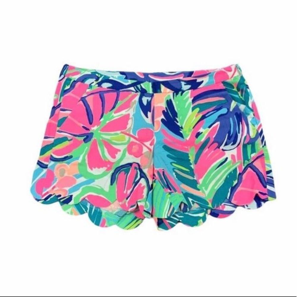 Lilly Pulitzer Bright Multicolor Tropical Scallop Hem Shorts